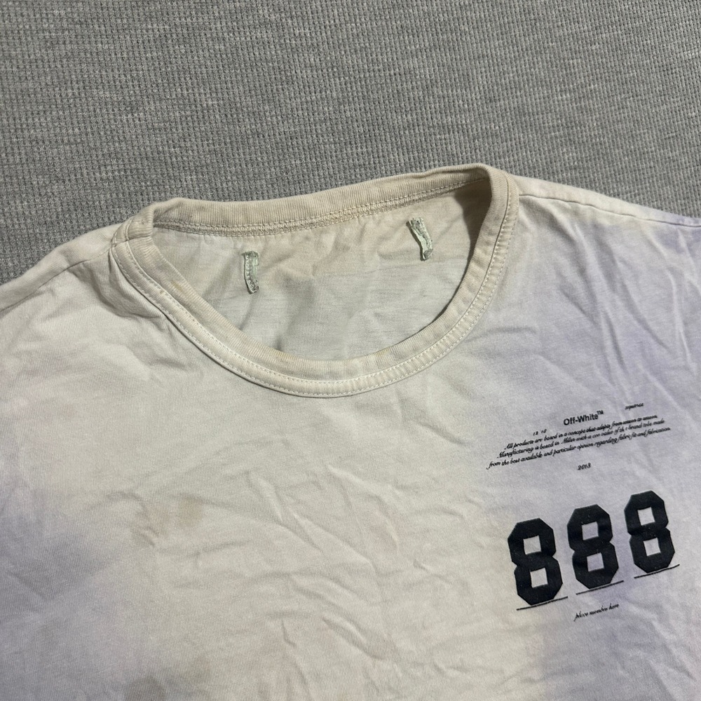 Off-White 888 Arrows Logo Tie Dye Distressed Graphic T-Shirt White Purple Mens L - Picture 4 of 13